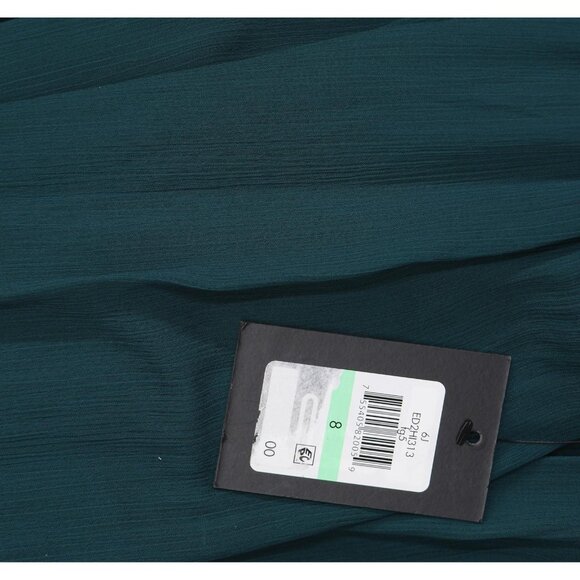 DKNY Chiffon Balloon-Sleeve Faux Wrap Side Slit Maxi Dress Forest Green 8 - Picture 3 of 12